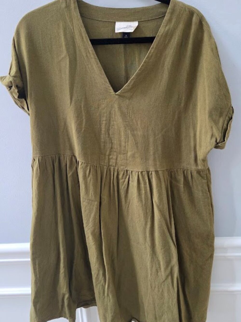 Green Linen-Like Mini Dress